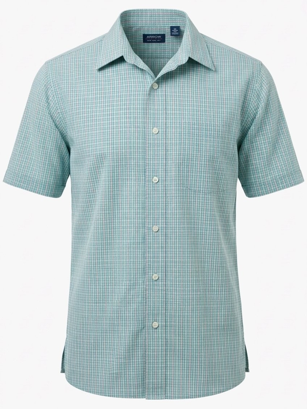 Northwest Men’s Short-Sleeve Button-Down Shirt in Mint Green Check
